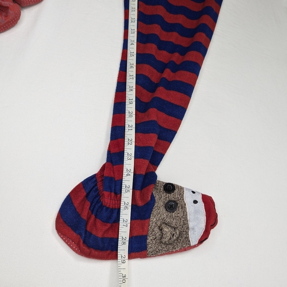 Nick & Nora Red/Blue Stripes Adult Monkey Sock One Piece Pajama Full Zipper - Picture 8 of 14